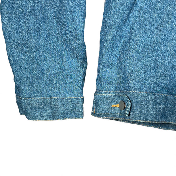 Vintage Jean Jacket Womens 1X Blue Linen Blend Denim Selene Sport Sherpa 90s - Picture 7 of 9